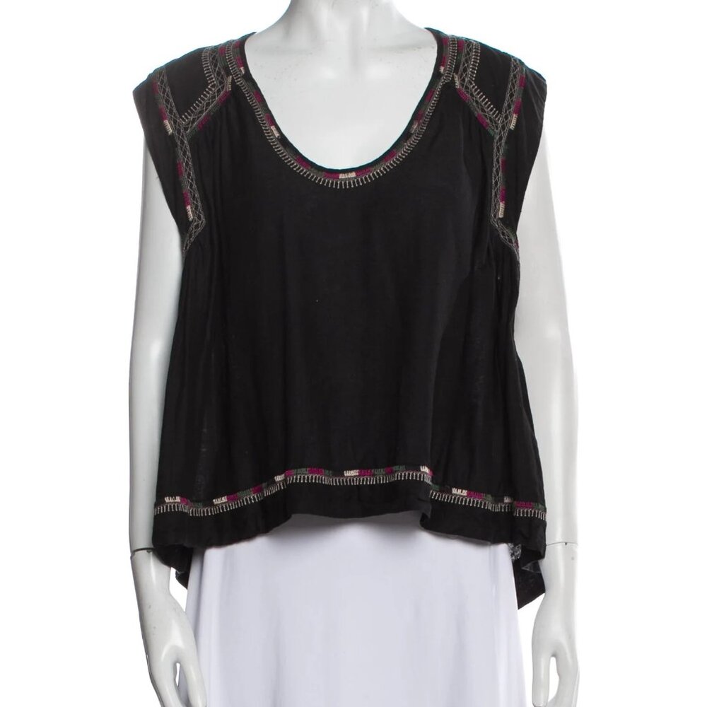 Isabel Marant Silk Scoop Neck Top Black Size: M | US6, FR38
